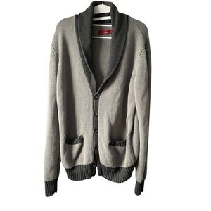 DORSIA By Simon Hart Dark Gray Shawl Collar Sweatshirt Cardigan Bottom down.